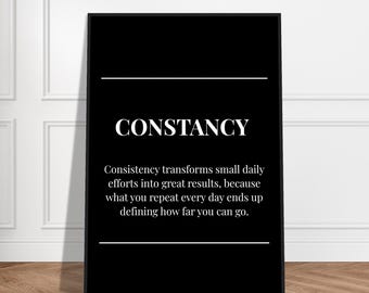 constancy Motivational poster, wall art, discipline, home office, gym poster, inspiration, office art, success
