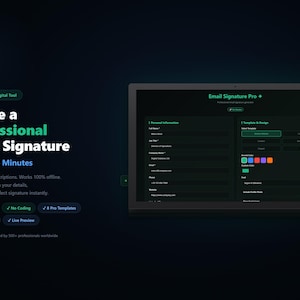 Firma de correo electrónico profesional en 2 minutos | Generador HTML + Plantillas | Configuración sencilla para Gmail y Outlook | Descarga instantánea