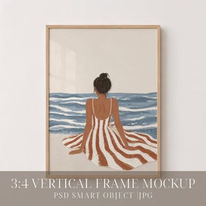 3x4 Vertical Frame Mockup | Simple Wall Art Mockup, PSD Smart Object JPG, Wood Poster Mockup for Etsy Sellers, Nursery Print Mockup