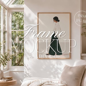 A2 Frame Mockup PSD, Large Frame Mockup A2, Bedroom Wall Art Mockup, Neutral Poster Mockup, ISO A DIN Smart Object Mockup