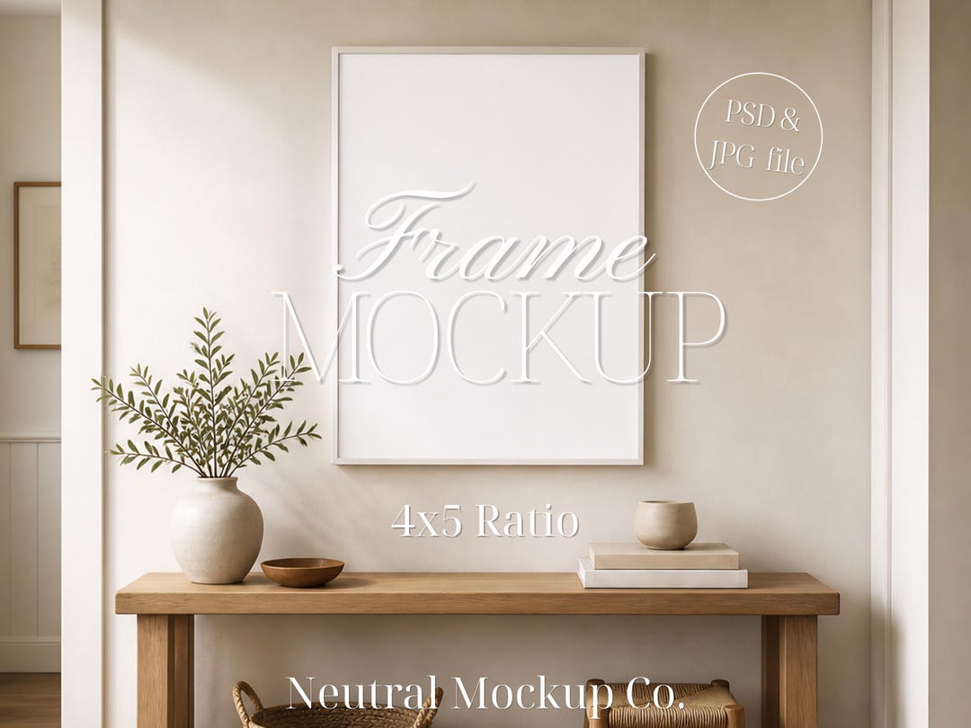 Neutral Frame Mockup 3x4 Ratio | Entryway Wall Art Mockup PSD JPG ...