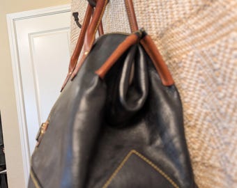 Dooney& Bourke Champosa zwart en bruin leer vintage