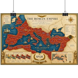 Póster/Mapa enrollado para pared con motivos históricos del antiguo Imperio Romano