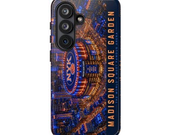 Funda para móvil con el horizonte de neón del Madison Square Garden / Paisaje urbano del estadio de Nueva York / Regalo para novio / El mejor regalo para el Día del Padre