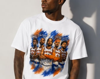 Knicks Spieler Basketball T-Shirt | Vintage Pinselstrich Team Portrait | New York Basketball Meister Shirt | Sport-Fan Geschenk