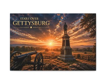 Lienzo mate con la imagen de las estrellas sobre Gettysburg / Lámina decorativa para la pared del salón