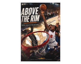 Vinilo decorativo de pared con póster de baloncesto "Above the Rim" / Arte para la pared de la sala de deportes / Vinilo decorativo de pared "The Tip In"