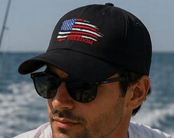 Gorra de béisbol con la bandera estadounidense y el lema "Libertad" / Gorra de béisbol con la bandera de EE. UU. bordada / Gorra patriótica de Trump para el 4 de julio