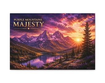 Impresión en lienzo mate "Majestad de las Montañas Púrpuras" / Lámina decorativa para pared de salón
