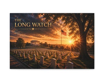 Lienzo de La Larga Guardia / Cuadro mural del amanecer en un cementerio patriótico