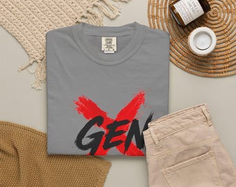 Camiseta "Gen X Just Built Different" / Camiseta con estampado de la X roja para la Generación X / Camiseta estampada para hombres y mujeres