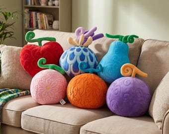 One Piece Devil Fruit Plush Collection, Rubber Fruit Flame Fruit Soft Pillow, Birthday Gift for Children, Cute Stuffed Toy for Fans