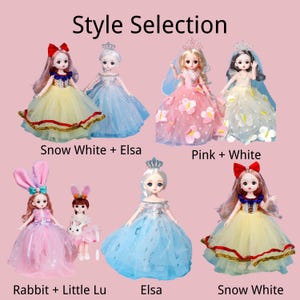 Muñeca de la Princesa Elsa de Frozen y Blancanieves en su boda, juguete de princesa para niñas, regalo de cumpleaños para niños, regalo de Navidad para pequeños fans. imagen 2