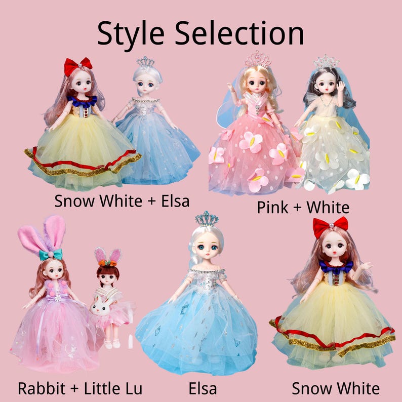 Muñeca de la Princesa Elsa de Frozen y Blancanieves en su boda, juguete de princesa para niñas, regalo de cumpleaños para niños, regalo de Navidad para pequeños fans. imagen 2