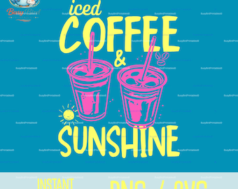 Café helado con diseño veraniego en formato PNG y SVG (descarga instantánea)