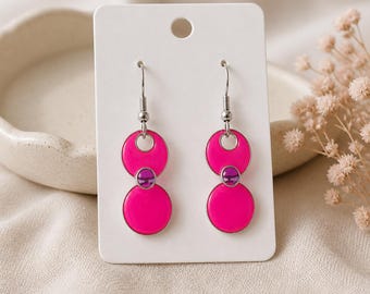 Hot pink dangle earrings
