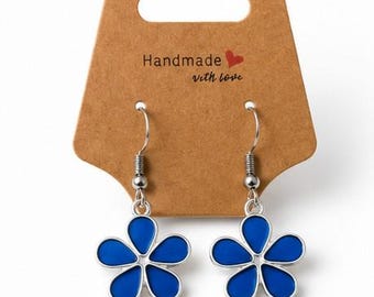 Blue Daisy Flower Earrings Retro Floral Dangle Earrings