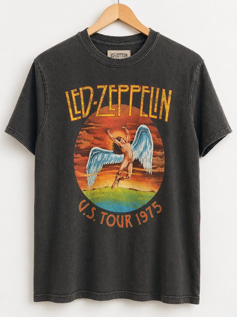 Led Zeppelin 1975 US Tour Graphic T-shirt | Vintage Rock Concert Tee - Etsy