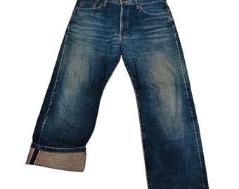 Vintage Edwin 505XX oranjekleurige selvedge jeans met modderwassing