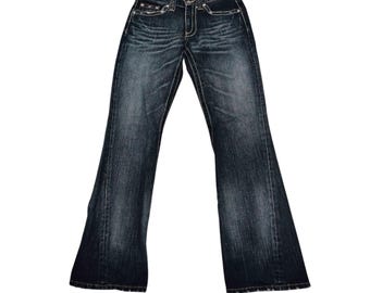 Japanese Brand Super Black Flare Design  Whiskering Jeans