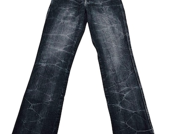 Japanese Brand Root Three Rare Design Whiskering Jeans