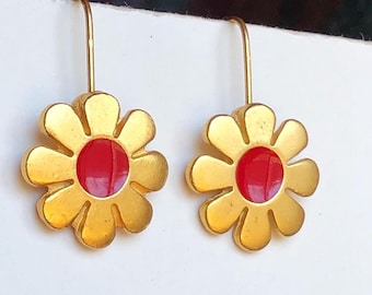 70s Vintage Daisy Earrings Flower Jewelry