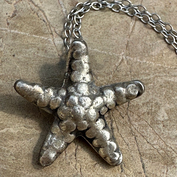 Starfish Necklace Sterling Silver Vintage Jewelry Sea Star Beach Ocean