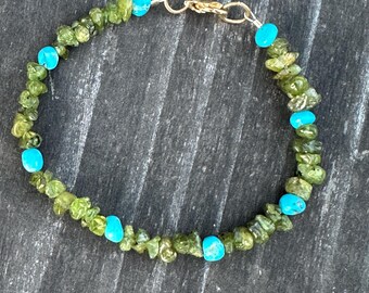 Vintage Peridot Turquoise Beaded Bracelet Jewelry