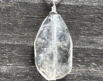 Vintage Quartz Sterling Silver Necklace Pendant on Chain Ethical Jewelry