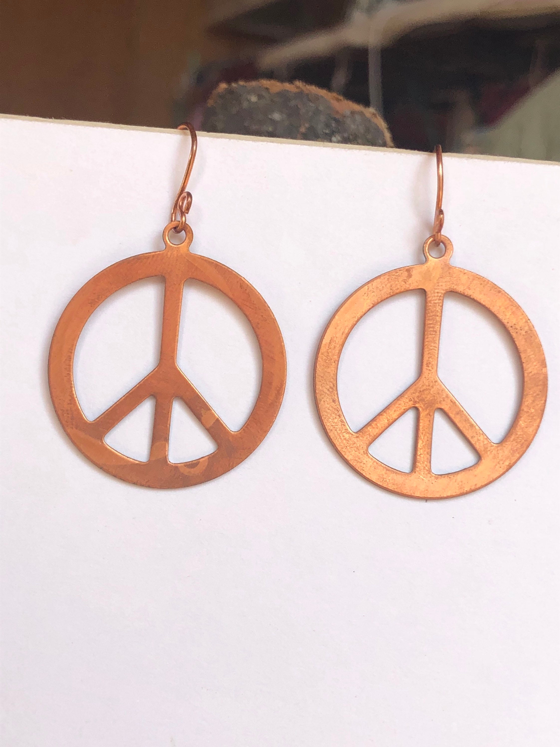 Vintage 70s Peace Sign Earrings Jewelry Copper Stampings - Etsy