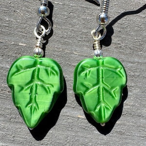 Vintage Glass Leaf Earrings Jewelry