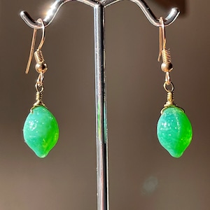 Lime Earrings Vintage Glass Fruit Jewelry Citrus
