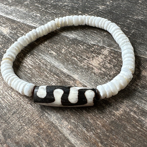 Puka Shell Bracelet Tribal Stretch Bracelet Beaded Jewelry
