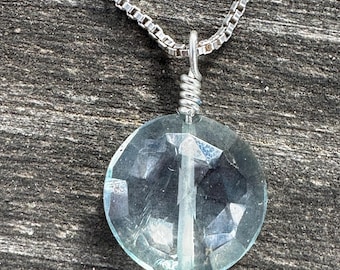Vintage Blue Topaz Sterling Silver Necklace Box Chain Ethical Jewelry
