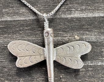 Vintage Dragonfly Sterling Silver Chain Necklace Ethical Jewelry