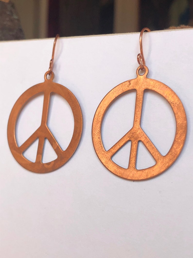 Vintage 70s Peace Sign Earrings Jewelry Copper Stampings - Etsy