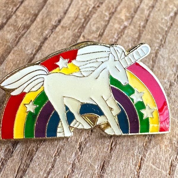 Rainbow Unicorn Hat Pin vintage 70s Jewelry Email