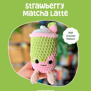 Strawberry Matcha Latte • Crochet Amigurumi Pattern • ENGLISH