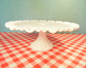 milk glass cake stand