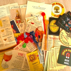100 Piece Cocktail Scrapbook Paper Kit Beer Coasters Swizzle Sticks Bingo Chips Gambling image 1