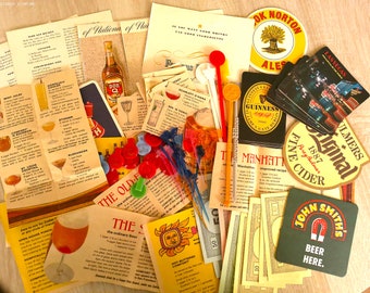 100  Piece Cocktail Scrapbook Paper Kit - Beer Coasters - Swizzle Sticks - Bingo Chips - Gambling