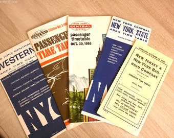 Lot Of 5 Train Passenger Timetable Brochures - New York Central - Railroad Ephemera