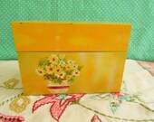 Vintage Yellow Flower Metal Recipe Box - Ohio Art