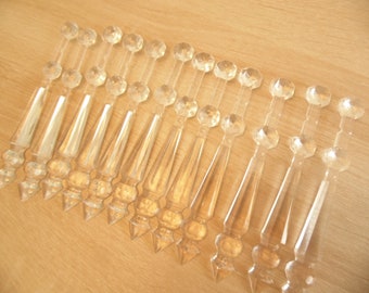 12 Flat Clear Plastic Prisms - 5 Inch- Acrylic Lucite Icicles