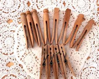 12 Assorted Style Wooden Clothespins