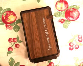 Vintage Faux Wood Grain Telephone Index - Made In Hong Kong