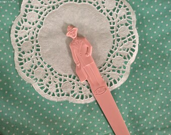 Vintage Fuller Brush Man Letter Opener - Pink Plastic - Made In USA
