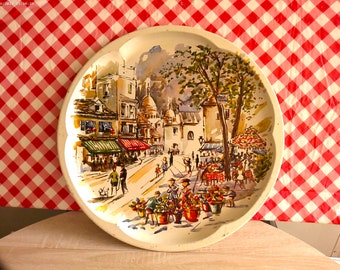 Vintage Daher Paris Tray - Place Du Tertre - 16 Inch  Serving Tray - Made In England