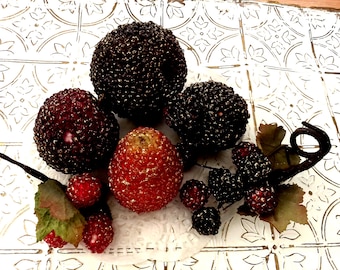 6 Piece Beaded Fruit Decor