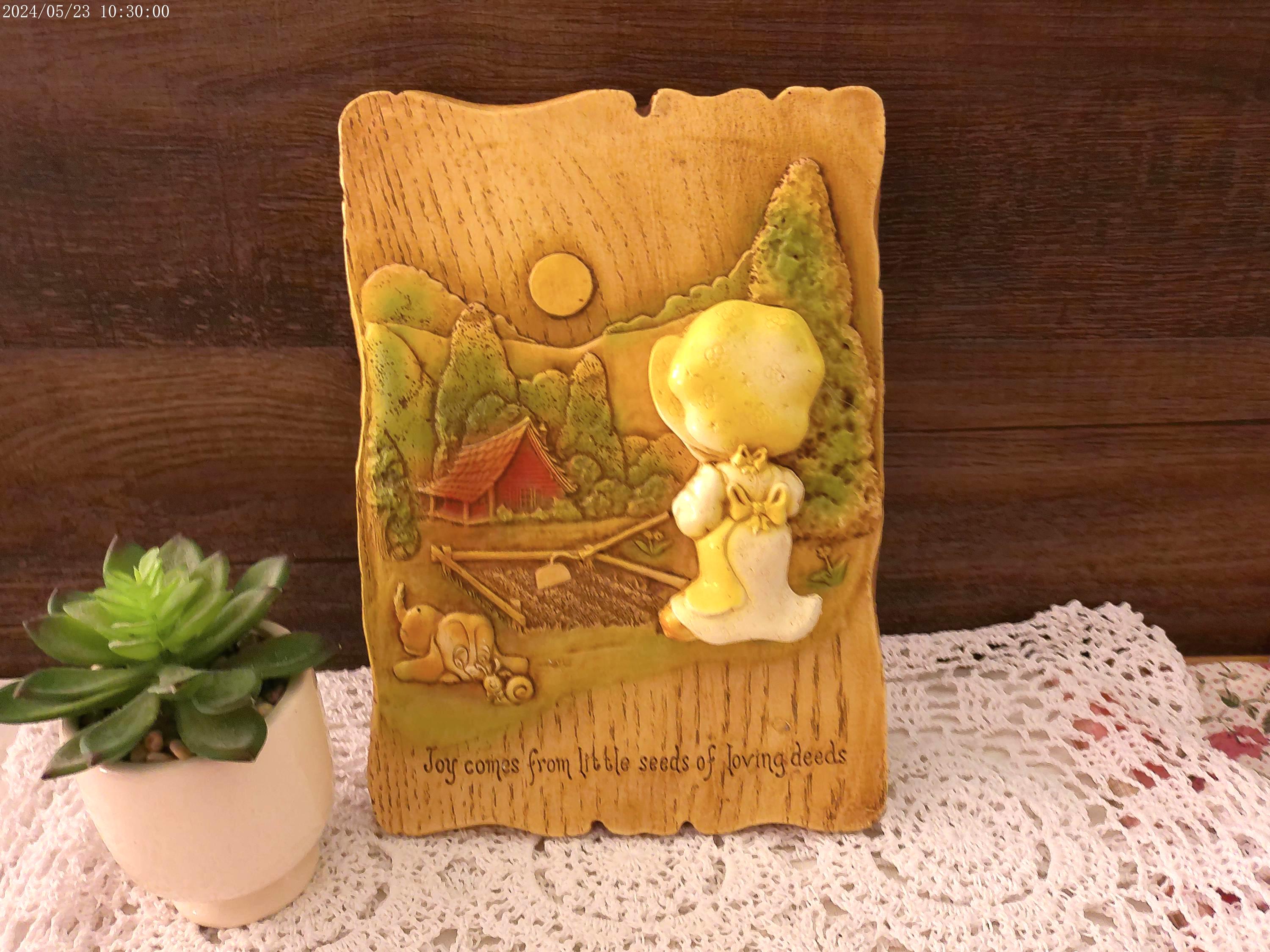 希少！ヴィンテージ HOLLY HOBBIE ウォールデコ 2枚セット Vintage Holly Hobbie Decoupage Wooden Plaque Cottagecore Wall Art